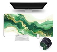 Surwin Tapis de Souris Gamer Marbre 3D avec Bords Surpiqués et Base en Caoutchouc Antidérapante Grand sous Main Bureau pour Clavier et Souris, Mouse Pad pour Gaming (300x600mm,Vert 2)