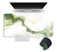 Surwin Tapis de Souris Gamer Marbre 3D avec Bords Surpiqués et Base en Caoutchouc Antidérapante Grand sous Main Bureau pour Clavier et Souris, Mouse Pad pour Gaming (300x800mm,Vert 7)