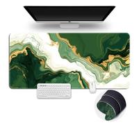 Surwin Tapis de Souris Gamer Marbre 3D avec Bords Surpiqués et Base en Caoutchouc Antidérapante Grand sous Main Bureau pour Clavier et Souris, Mouse Pad pour Gaming (300x800mm,Vert 4)