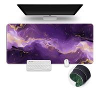Surwin Tapis de Souris Gamer Marbre 3D avec Bords Surpiqués et Base en Caoutchouc Antidérapante Grand sous Main Bureau pour Clavier et Souris, Mouse Pad pour Gaming (300x800mm,Pourpre 10)