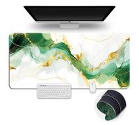 Surwin Tapis de Souris Gamer Marbre 3D avec Bords Surpiqués et Base en Caoutchouc Antidérapante Grand sous Main Bureau pour Clavier et Souris, Mouse Pad pour Gaming (300x700mm,Vert 12)