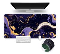 Surwin Tapis de Souris Gamer Marbre 3D avec Bords Surpiqués et Base en Caoutchouc Antidérapante Grand sous Main Bureau pour Clavier et Souris, Mouse Pad pour Gaming (300x800mm,Pourpre 5)