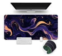 Surwin Tapis de Souris Gamer Marbre 3D avec Bords Surpiqués et Base en Caoutchouc Antidérapante Grand sous Main Bureau pour Clavier et Souris, Mouse Pad pour Gaming (300x700mm,Pourpre 4)