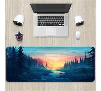 Surwin Tapis de Souris Gamer XXL, Grand sous Main Bureau pour Clavier et Souris, Canyon Impression Mouse Pad pour Gaming avec Bords Surpiqués et Base en Antidérapante (Forêt,800x400mm)