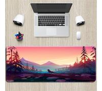 Surwin Tapis de Souris Gamer XXL, Grand sous Main Bureau pour Clavier et Souris, Canyon Impression Mouse Pad pour Gaming avec Bords Surpiqués et Base en Antidérapante (Loup,900x400mm)