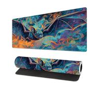Surwin Tapis de Souris Gamer XXL, Grand sous Main Bureau pour Clavier et Souris, Impression Chauves-Souris Mouse Pad pour Gaming avec Base en Antidérapante (Vert Orange,600x300mm)