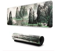 Surwin Tapis de Souris XXL, Style Chinois Tapis Souris Gaming Tapis de Souris de Jeu Mouse Mat sous Main Bureau Épaisseur 3mm avec Base en Caoutchouc Antidérapante (500x1000mm,Montagne)