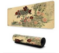 Surwin Tapis de Souris XXL, Style Chinois Tapis Souris Gaming Tapis de Souris de Jeu Mouse Mat sous Main Bureau Épaisseur 3mm avec Base en Caoutchouc Antidérapante (300x900mm,Style Vintage)
