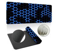 Surwin Tapis de Souris XXL,Style Nid d'abeille Hexagone Tapis Souris Gaming Tapis de Souris de Jeu Lavable Grand sous Main Bureau Épaisseur 3mm avec Base Antidérapante (400x900mm,Bleu)