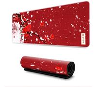 Surwin Tapis de Souris XXL, Tapis Souris Gaming Style Chinois Tapis de Souris de Jeu Mouse Mat Lavable Grand sous Main Bureau avec Base Antidérapante (300x800mm,Flocon de Neige)