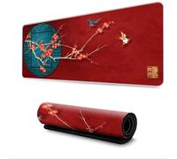 Surwin Tapis de Souris XXL, Tapis Souris Gaming Style Chinois Tapis de Souris de Jeu Mouse Mat Lavable Grand sous Main Bureau avec Base Antidérapante (400x800mm,Fleur de Prunier)
