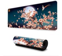 Surwin Tapis de Souris XXL, Tapis Souris Gaming Style Chinois Tapis de Souris de Jeu Mouse Mat Lavable Grand sous Main Bureau avec Base Antidérapante (300x900mm,Clair de Lune)