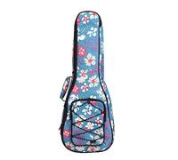 Surwin Ukulélé 21/23/26 Pouces, Housse pour Ukulélé Etui Ukulélé Sac Ukulélé Rembourré avec Sangle Réglable pour Soprano/Concert (21 Pouces,Fleurs bleues)