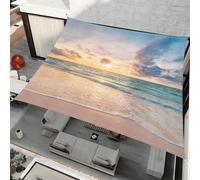 Surwin Voile d'ombrage Imperméable, 3D Plage (Vagues,2x2m) | Rectangulaire Carré Toile Ombrage avec 95% Protection UV avec 4 Corde pour Jardin Terrasse Balcon Patio Extérieur