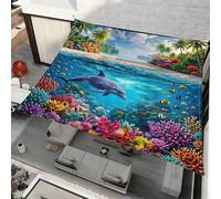 Surwin Voile d'ombrage Imperméable (Océan 01,2x2m) | Rectangulaire Carré Toile Ombrage avec 95% Protection UV avec 4 Corde pour Jardin Terrasse Balcon Patio Extérieur, 3D Océan