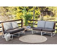 Surya Braga Tapis Rond d'intérieur et d'extérieur 100 cm RD pour terrasse, extérieur, Tapis de Jardin scandinave, résistant aux UV et aux Taches, Beige et Gris