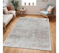 Surya Faro Tapis Vintage pour Salon, Salle à Manger, Couloir, Chambre à Coucher - Style scandinave Chic et Traditionnel - Poils Doux et Facile d'entretien - 120 x 170 cm - Taupe, Ivoire et Gris Clair