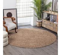 Surya Home Tapis Moderne à Poils Longs Doux pour Salon, Salle à Manger, Chambre à Coucher - Tapis Abstrait Moelleux et Facile d'entretien - Grand Tapis Rond de 120 cm - Beige Clair