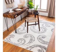 Surya Marseille - Tapis abstrait pour salon, salle à manger, salon, chambre à coucher - Tapis en marbre doux à poils moyens et faciles d'entretien - Tapis moderne pour salon, 150 x 213 cm, ivoire et gris