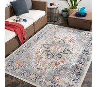 Surya Safi Tapis Exterieur Terrasse Balcon, Véranda, Patio - Tapis Géométrique Scandinave, Boheme Chic et Oriental - Tapis Jardin Extérieur et Intérieur Moderne Grande Taille 160x213cm - Bleu, Orange