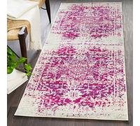 Surya Syracusa - Tapis Vintage pour Salon, Couloir, Cuisine - Tapis bohème Traditionnel Multicolore Facile d'entretien - Grand Tapis de Couloir - 80 x 220 cm - Fuchsia, Beige et Ivoire