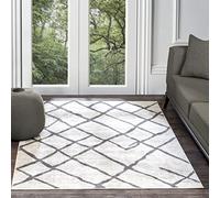 Surya Turku Tapis géométrique - Tapis scandinave pour salon, salle à manger, cuisine - Tapis moderne aztèque abstrait pour chambre à coucher, style berbère, bohème, facile d'entretien, grand tapis 120 x 170 cm, blanc et gris