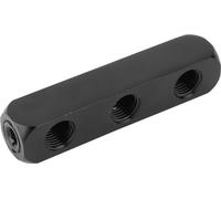 SUS304 Bloc répartiteur de tuyau d'air pneumatique en ligne 1/4 pouce filetage BSPP noir (3 voies)