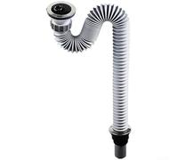 SUS304 Bouchon d'évier en acier inoxydable Longueur réglable 70 mm Tuyau anti-odeur Bouchon en PVC Facile à installer Résistant aux fuites Blanc pour cuisine