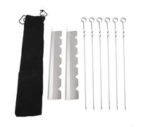 SUS304 Ensemble de brochettes de barbecue en acier inoxydable avec support et brosse à huile, grille de barbecue pour griller la viande et les légumes, kit de brochettes réutilisables pour jardin