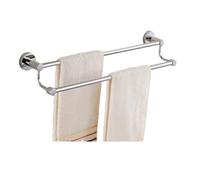 SUS304 Porte-serviettes mural double couche en acier inoxydable sans perçage Multifonctionnel Support adhésif pour salle de bain 70 cm Barre porte-serviettes pour une installation facile