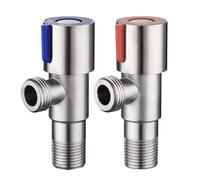 SUS304 Stainless Steel Angle Stop Valves with OFF ON Switch G1/2 Cold Hot Water Stop Valve for Bathroom Toilet Sink, Copper Core(Red)