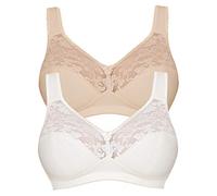 Susa Baumwoll BH Basic Soutien-Gorge, Ivory/Pure Beige, 105D Femme
