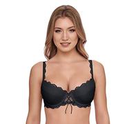 SUSA Wiesn-Zauber Soutien-gorge Dirndl I Soutien-gorge push-up à armatures avec dentelle jacquard I Soutien-gorge pour un décolleté époustouflant avec lacets raffinés dans le chevalet, Noir , 110C