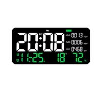 susaa Horloge Murale Numérique LED, Affichage Formaldéhyde/CO2/TVOC, Reconnaissance de Fumée, Compte à Rebours, Horloge Décorative de Chambre à Coucher, Verte