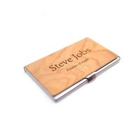 SUSANMAISON Porte-cartes de visite en noyer noir avec logo, lettrage relatif aux relations publiques, conférence, publicité d'entreprise, promotion, coffret cadeau (bois de cerisier (dos argenté)