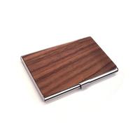 SUSANMAISON Porte-cartes de visite en noyer noir avec logo, lettrage, relations publiques, conférence, publicité commerciale, promotion, coffret cadeau, Noyer noir (dos argenté)