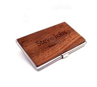 SUSANMAISON Porte-cartes de visite en noyer noir avec logo, lettrage, relations publiques, conférence, publicité commerciale, promotion, coffret cadeau, Bois de bacon (dos argenté)