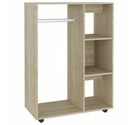 Susany Garde-Robe,Chêne Sonoma 80x40x110 cm Aggloméré,Corps en Noir Mat/Panneau portemanteau,Garde-Robe transportable Armoire de Rangement Penderie