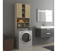 Susany Meuble pour Machine à Laver Meuble pour Lave-Linge Meuble étagère pour Salle de Bain Chêne Sonoma 64x25,5x190 cm