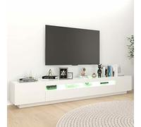 Susany Meuble TV bas avec lumières LED pour salon, centre de divertissement, blanc, 260 x 35 x 40 cm