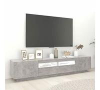 Susany Meuble TV bas avec lumières LED pour salon, centre de divertissement - Gris béton - 200 x 35 x 40 cm