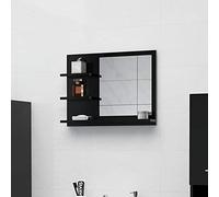 Susany Miroir de Salle de Bain avec étagère, Miroit avec Tablette, Montage Mural Noir 60x10,5x45 cm Aggloméré, B