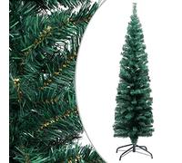 Susany Sapin de Noël artificiel étroit avec support - Arbre décoratif - Décoration de Noël - Vert - 120 cm - PVC