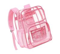 Suseiuua Sac à dos transparent pour événement de stade en PVC transparent robuste et imperméable pour femmes, hommes, adultes, concerts, sports, sacs à livres en PVC transparent, b