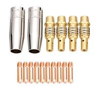 SUSEMSE MIG MAG Lot de 16 accessoires de soudage - Lot de 10 buses d'alimentation M6 - 1,0 mm - 4 supports de buses - 2 buses à gaz pour torche de soudage MIG MAG MB15AK
