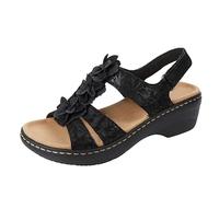 Susenstone 2024 Sandales Femmes été Sandales De Marche Femme Confortable Orthopédique Confortables Plateforme Chaussures Antidérapantes Respirantes Bohême Bout Ouvert Sandales avec Talon Bloc