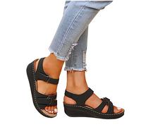 Susenstone 2024 Sandales Femmes été Sandales De Marche Femme Confortable Orthopédique Confortables Plateforme Chaussures Antidérapantes Respirantes Bohême Bout Ouvert Sandales avec Talon Bloc