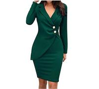 Susenstone Blazer Robe Femmes Un Bouton Plaine Robe Moulante Costume Entaillé Manteaux et Vestes À Manches Longues Travail Bureau Invités De Mariage Costume Formel Robe, Armée Verte, XXL