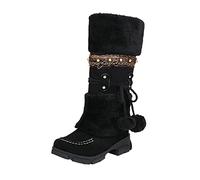 Susenstone Botte Femme Plates Bottes Hiver Chaud Fourrure Cheville Chaussures Chunky Bottines de Neige Randonnée Boots Noir Kaki Gris Rose