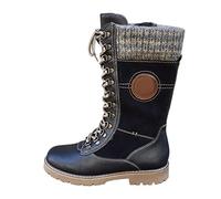 Susenstone Bottes De Cowboy Femmes Bottines Vintage Chelsea Bottes Chaudes Bottines ImperméAble Confortable Sans Lacet Chaussures D'Hiver En Plein Air Femmes Cowgirl Western Bottes de Chevalier